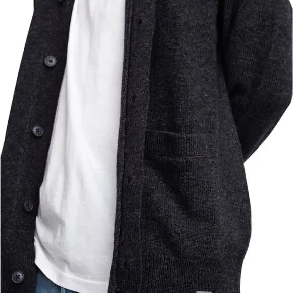 Carhartt WIP Allen Gray Cardigan, Lamb’s Wool Blend, Casual, Preppy, Academic S